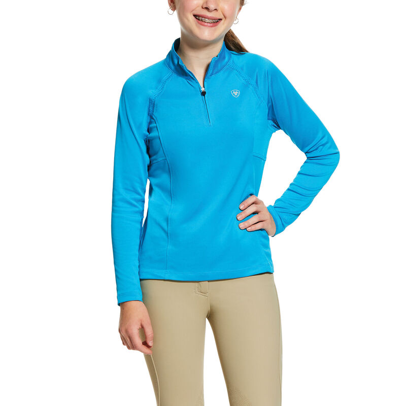 Ariat English: Sunstopper 2.0 1/4 Zip Base Layer Niños - Azules (CZYQM5047)